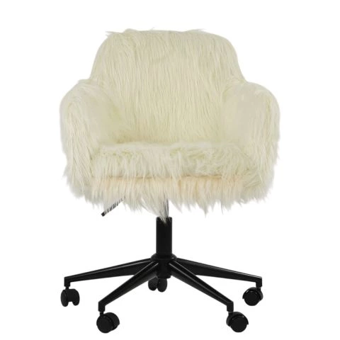 Snoop Office Chair Cream Faux Fur & Black