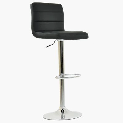 Adriatic Bar Stool Black Leather & Chrome Base