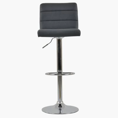 Adriatic Bar Stool Dark Grey Leather & Chrome Base