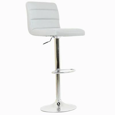 Adriatic Bar Stool Grey Leather & Chrome Base