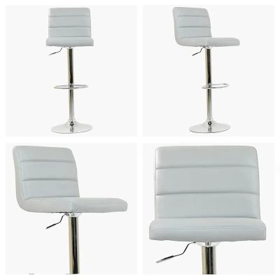 Adriatic Bar Stool Grey Leather & Chrome Base
