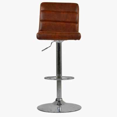 Adriatic Bar Stool Tan Brown Leather & Chrome Base
