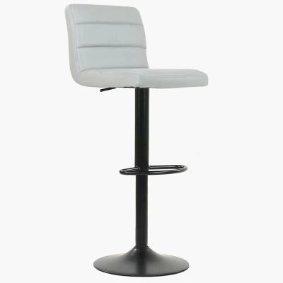 Aspen Bar Stool Grey Leather & Black Base