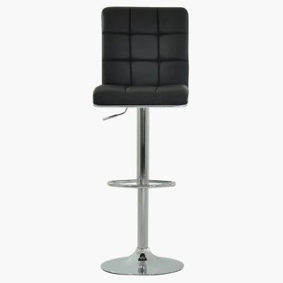 Atlanta Bar Stool Black Leather & Chrome Base