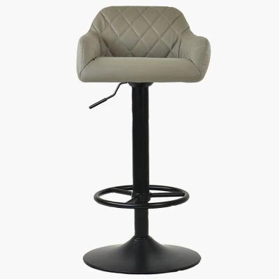 Bardon Bar Stool Taupe Leather & Black Base