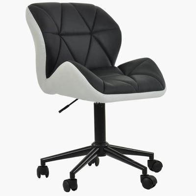 Barnes Office Chair Black & White Faux Leather & Black Base
