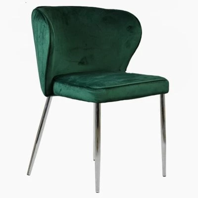 Belisimo Dining Chair Green Velvet & Chrome Legs
