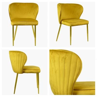 Belisimo Dining Chair Mustard Velvet & Gold Legs
