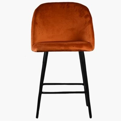 Brooklands Bar Stool Burnt Orange Velvet & Black Leg