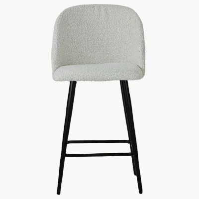 Brooklands Bar Stool Cream Boucle Fabric & Black Leg