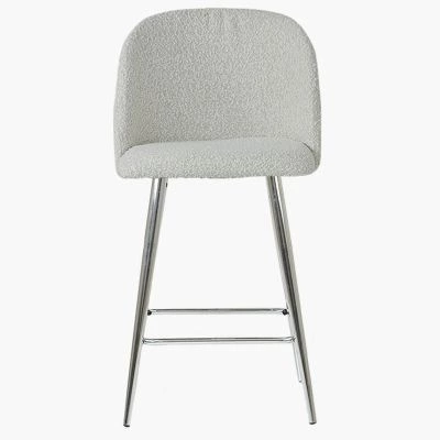Brooklands Bar Stool Cream Boucle Fabric & Chrome Leg