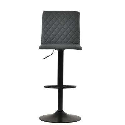Titan Bar Stool Dark Grey Leather & Black Base
