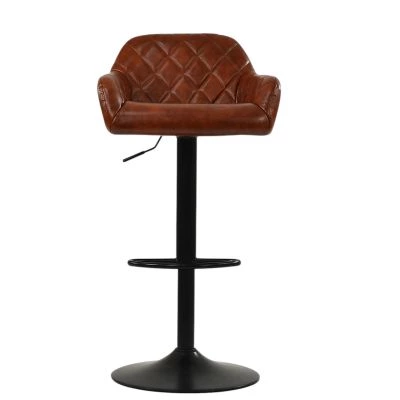 Sirius Bar Stool Vintage Brown Leather & Black Base