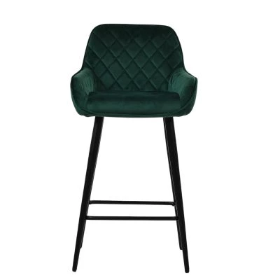 Carson Bar Stool Emerald Green Velvet & Black Base