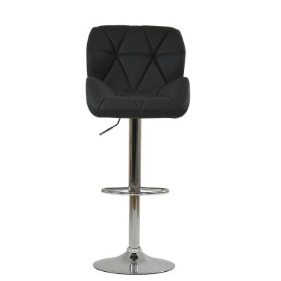 Eris Bar Stool Black Leather & Chrome Base