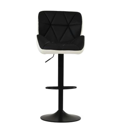 Cedar Bar Stool Black & White Leather & Black Base