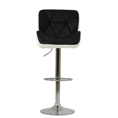 Eris Bar Stool Black & White Leather & Chrome Base