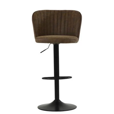 Tribeca Bar Stool Aged Brown Leather & Black Base