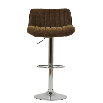 Perth Bar Stool Aged Brown Leather & Chrome Base