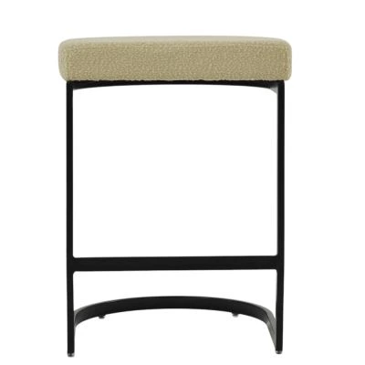 Layto Bar Stool Mink Boucle Fabric & Black 75cm
