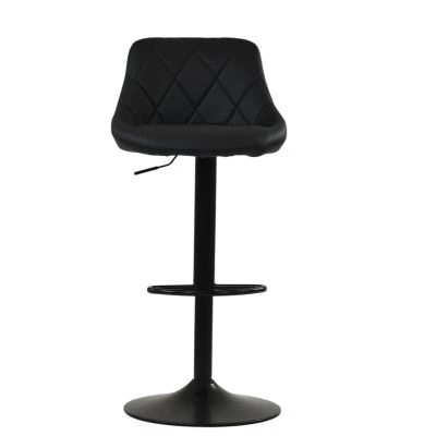 Fleur Bar Stool Black Leather & Black Base