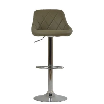 Flo Bar Stool Taupe Leather & Chrome Base