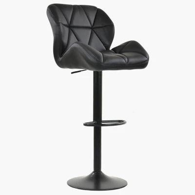 Cedar Bar Stool Black Leather & Black Base