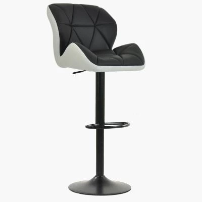 Cedar Bar Stool Black & White Leather & Black Base