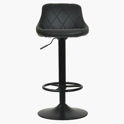 Charlie Bar Stool Black Leather & Black Base