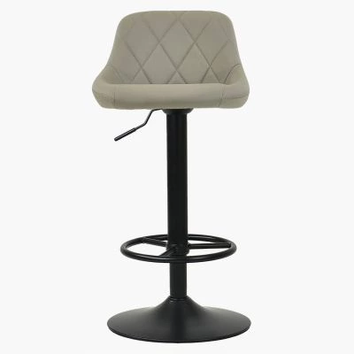 Charlie Bar Stool Taupe Leather & Black Base