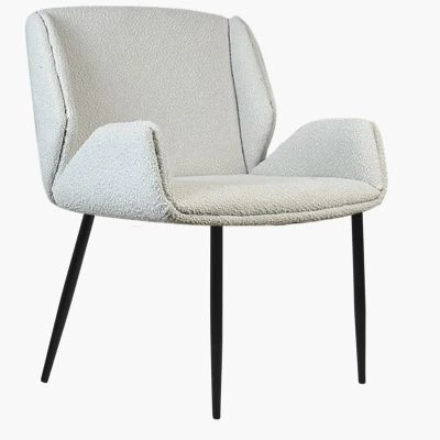 Conrad Dining Chair Grey Boucle Fabric & Black Legs