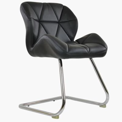 Corfu Office Chair Black Faux Leather & Chrome Base