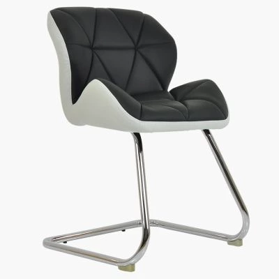 Corfu Office Chair Black & White Faux Leather & Chrome Base