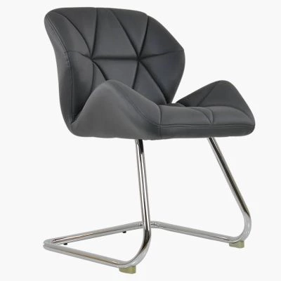 Corfu Office Chair Dark Grey Faux Leather & Chrome