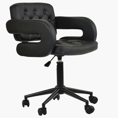 Croyde Office Chair Black Faux Leather & Black Base