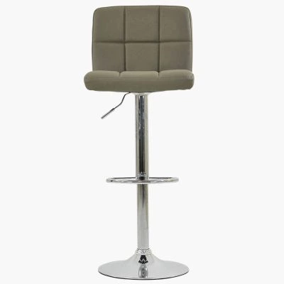 Cuban Bar Stool Taupe Leather & Chrome Base