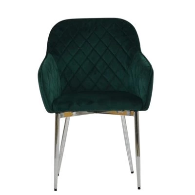 Opus Carver Dining Chair Emerald Green Velvet & Chrome
