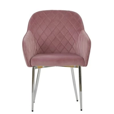 Opus Carver Dining Chair Pink Velvet & Chrome