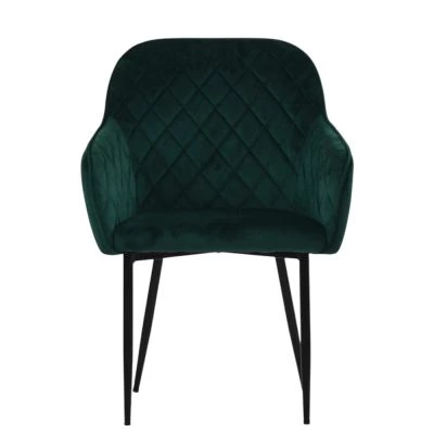 Opus Carver Dining Chair Emerald Green Velvet & Black Base