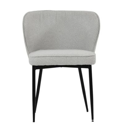 Belisimo Dining Chair Grey Boucle Fabric & Black Base