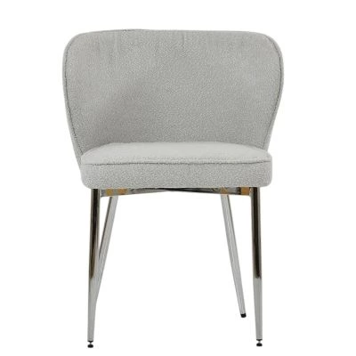 Belisimo Dining Chair Grey Boucle Fabric & Chrome