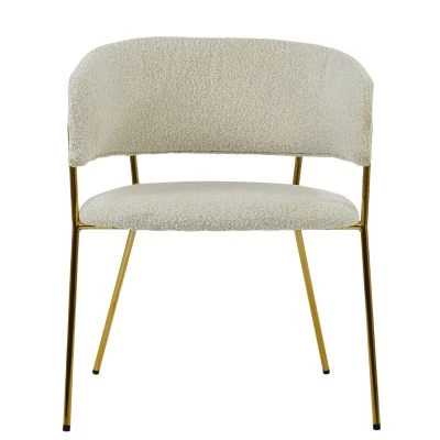 Texel Dining Chair Cream Boucle Fabric & Gold