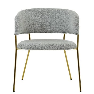 Texel Dining Chair Grey Boucle Fabric & Gold