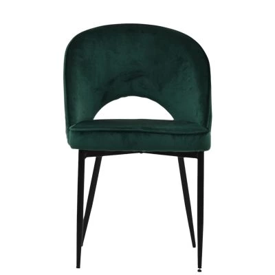 Flair Dining Chair Emerald Green Velvet & Black Base