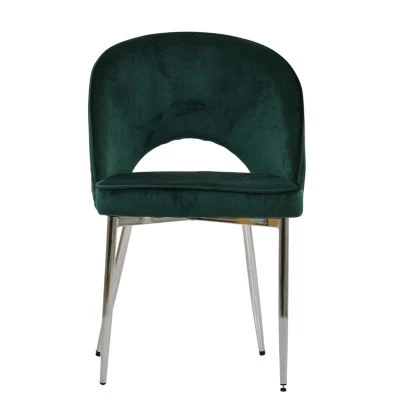 Flair Dining Chair Emerald Green Velvet & Chrome