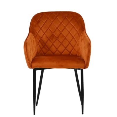 Opus Carver Dining Chair Burnt Orange Velvet & Black Base