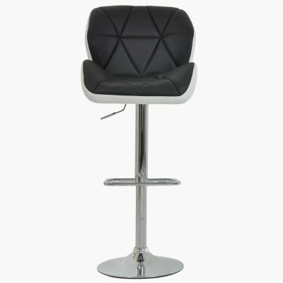 Eris Bar Stool Black & White Leather & Chrome Base