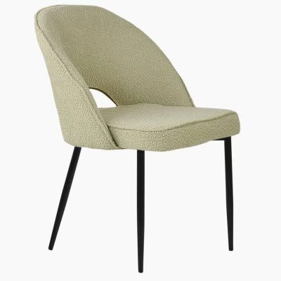 Flair Dining Chair Mink Boucle Fabric & Black Legs