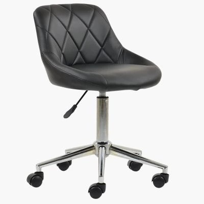 Flux Office Chair Black Faux Leather & Chrome Base
