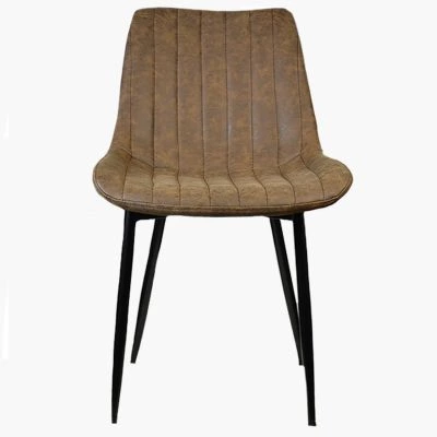 Franca Dining Chair Aged Brown Faux Leather & Black Legs